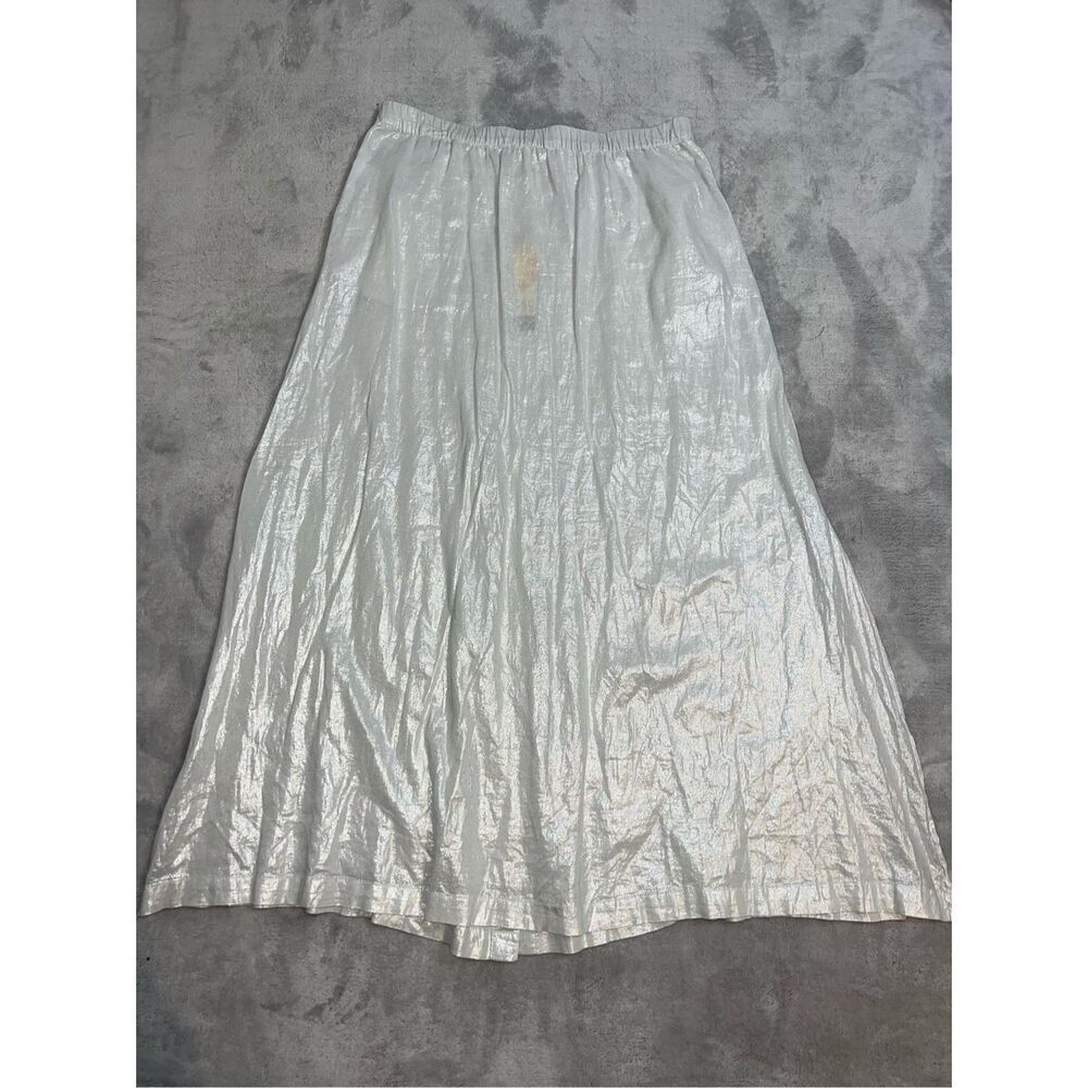 New! Shimmery Sparkly Silver Metallic Skirt MAXI LARGE - Picture 7 of 8